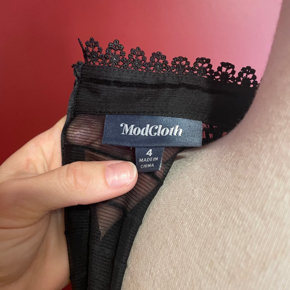 Mock Neck Velvet Modcloth Dress - Picture 4 of 5